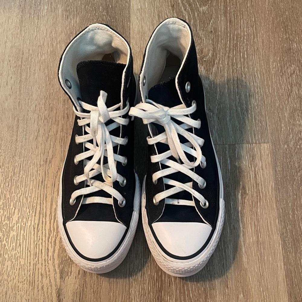 Classic High-Top Canvas Sneakers in Black and White